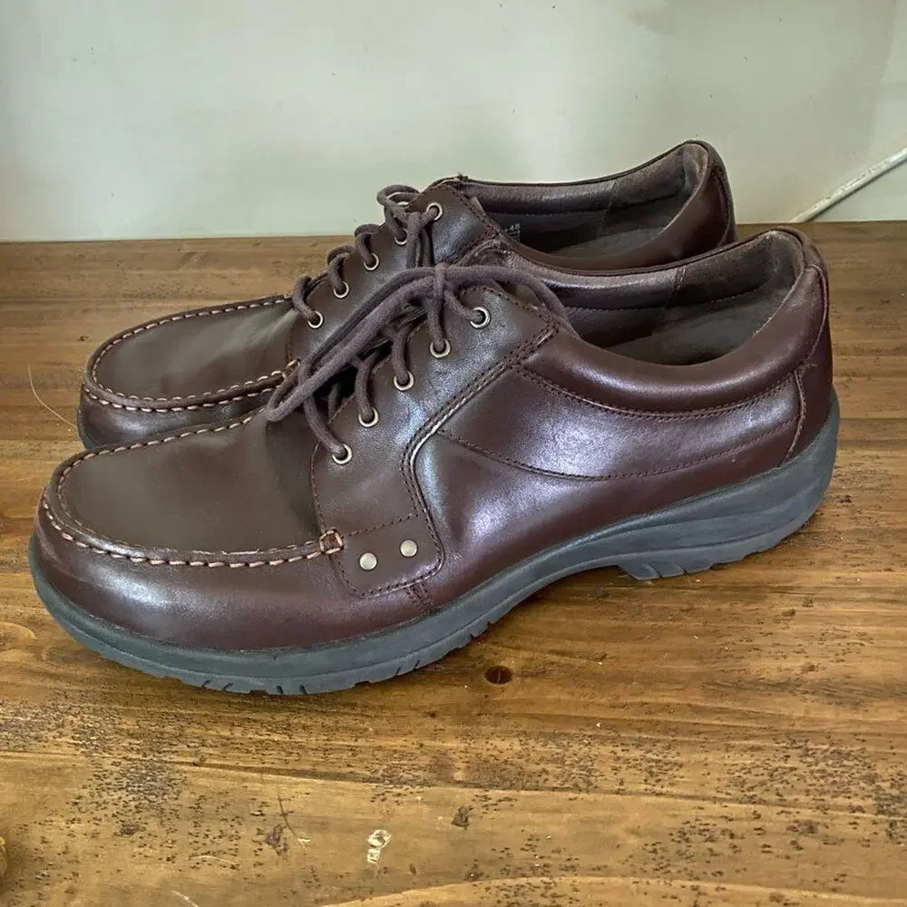 Dansko Wyatt Oxford Men's EUR Sz 48 US 15 Brown Leather Nonslip Lace Up Shoe